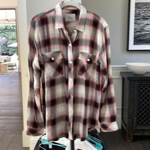 Rails, small, shirt, red/black/pink plaid